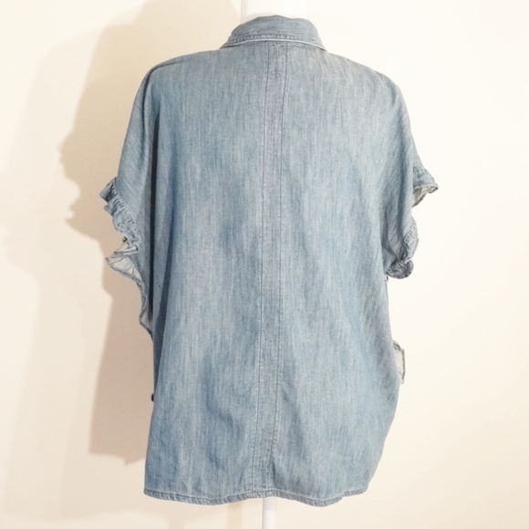 MADEWELL Oversized Side Ruffle Chambray Top/Blouse - Picture 5 of 7